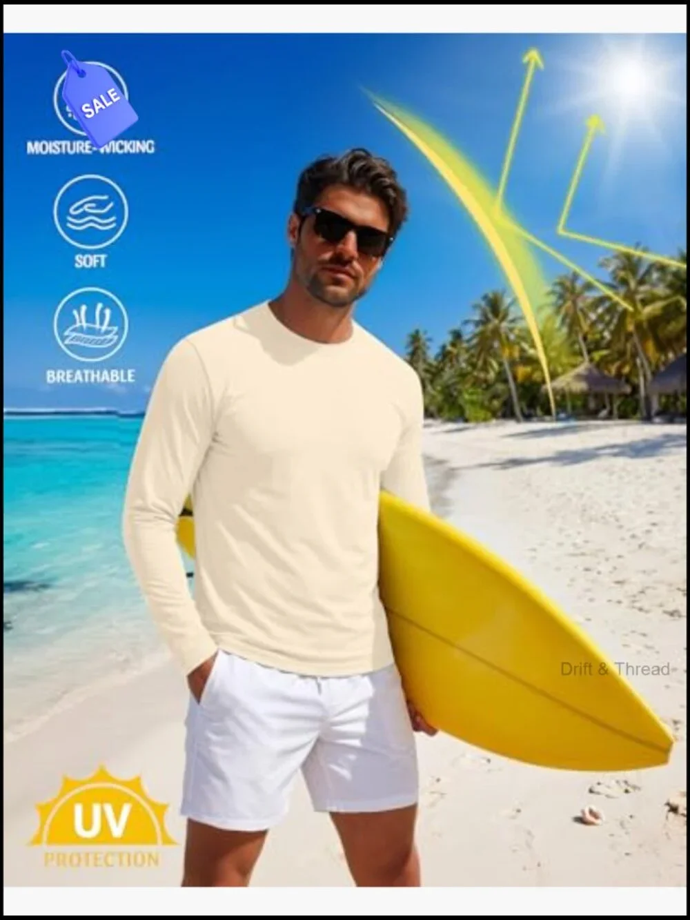 Men's UPF 50+ Long Sleeve Rash Guard 3 Pack Quick Dry Sun Protection